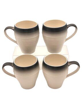 Mikasa Swirl Ombre Graphite Stoneware Coffee Cups Mug Set of 4 Washer Micro Safe